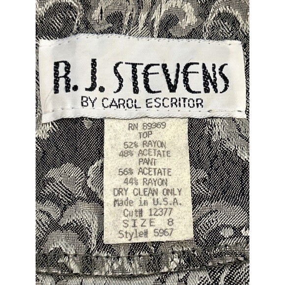 RJ Stevens Carol Escritor VTG silver gray Nehru shirt jacket mandarin collar 8 - Picture 7 of 10